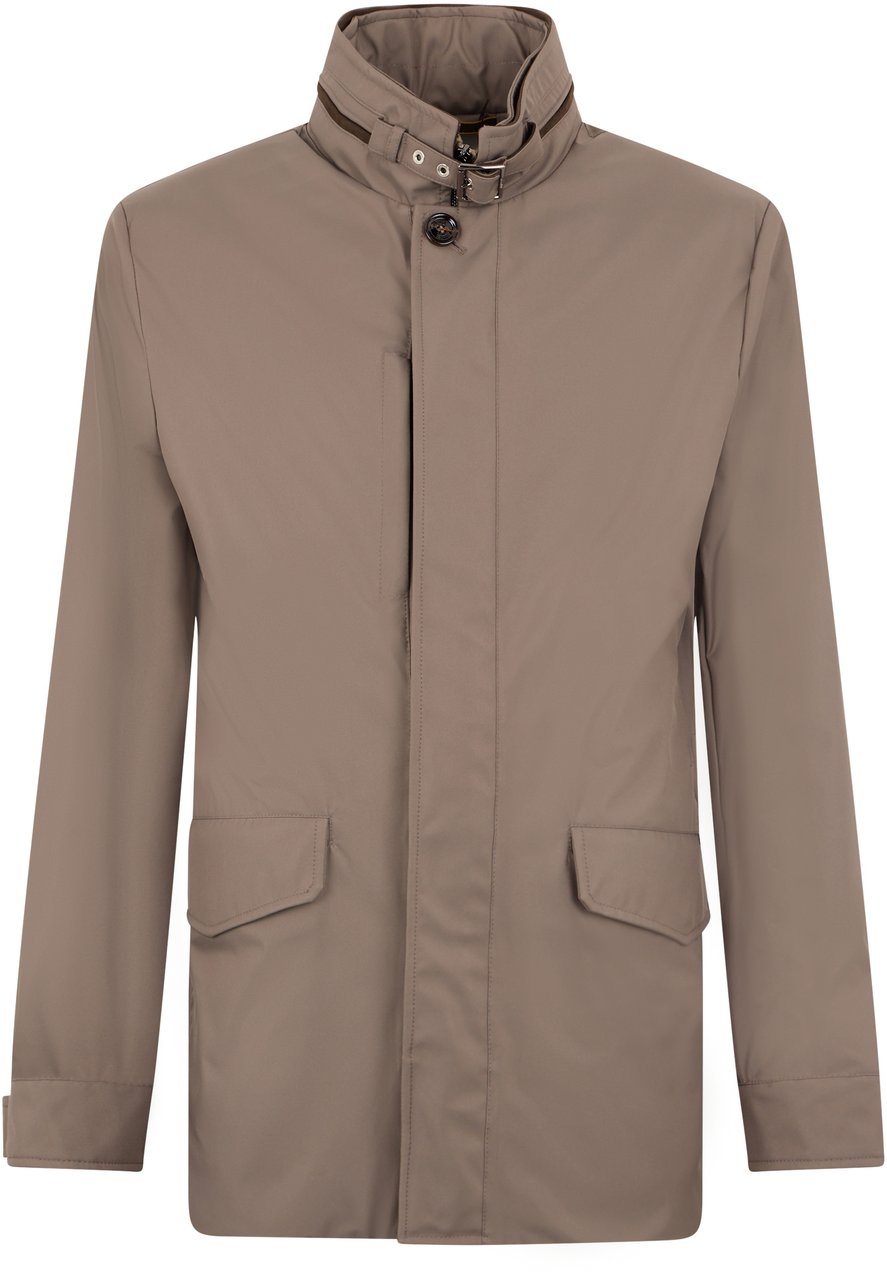 Moorer Light taupe colored jacket with high collar, versatile and refined design. Taupe
