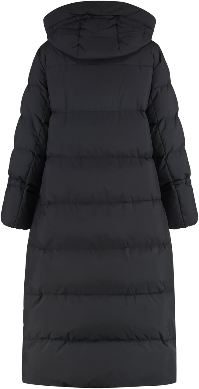 Moorer Breuil long hooded down jacket Zwart