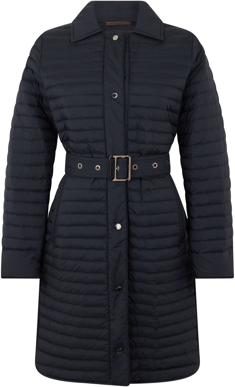 Moorer Elegant black padded coat with belt Blauw