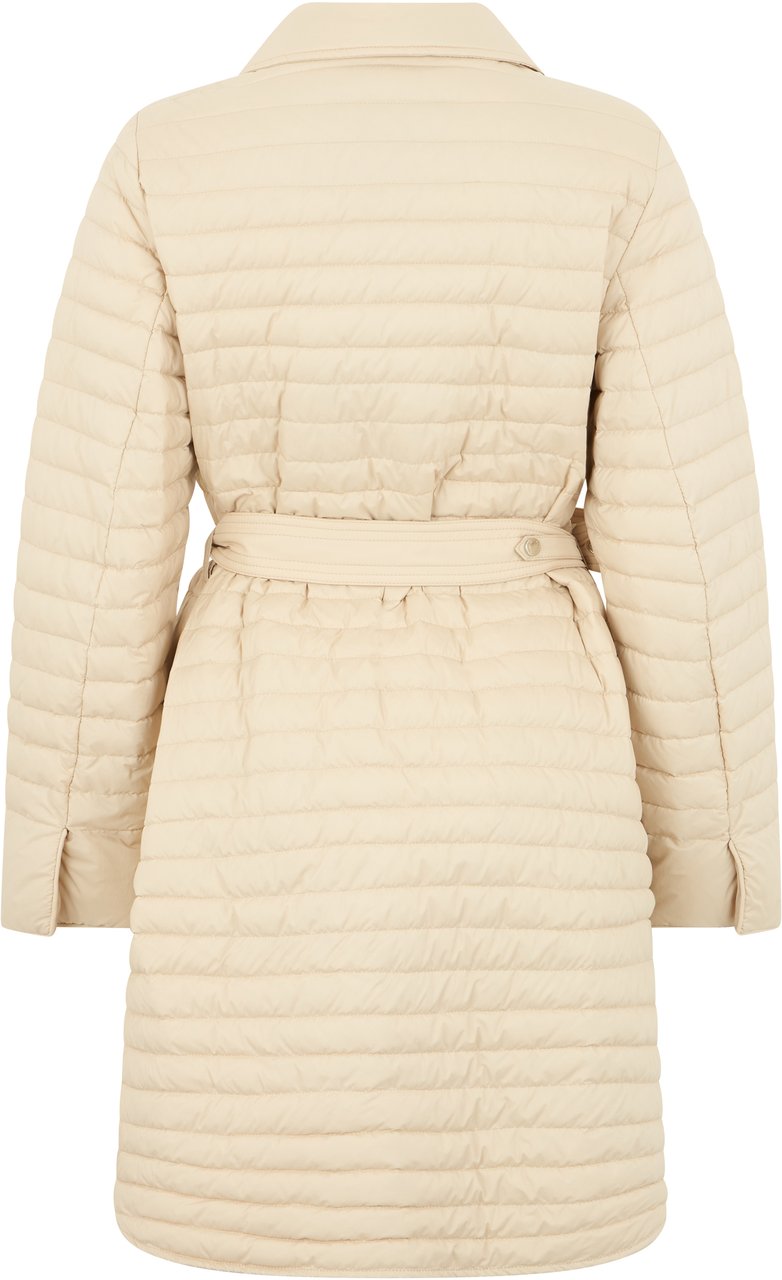 Moorer Stylish white winter coat with belt Neutraal
