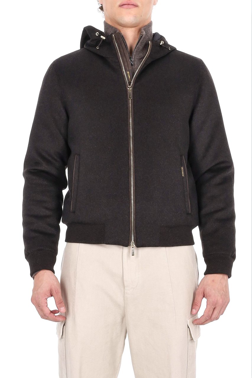 Moorer Baby Cashmere Down-Padded Wool-Cashmere Bomber Jacket Zwart