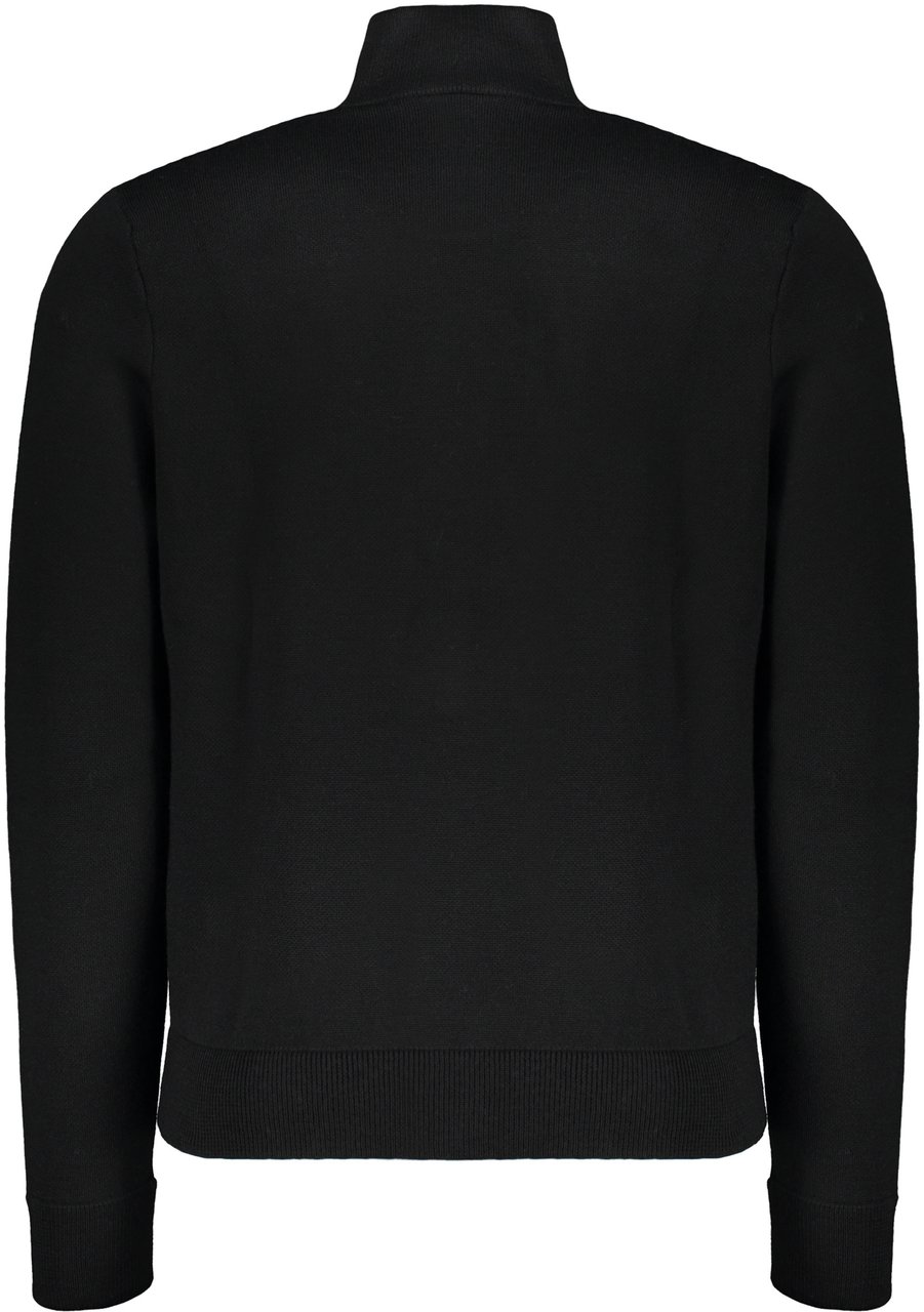 Moorer Elegant black knit cardigan with zip Zwart