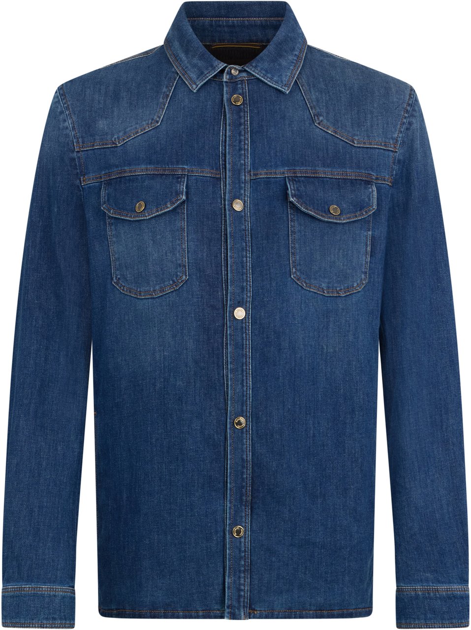Moorer Blue denim shirt with a casual and versatile design. Blauw