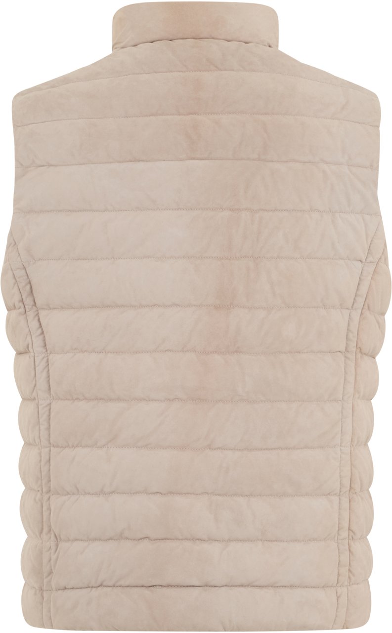 Moorer Beige padded gilet with zip and collar Neutraal