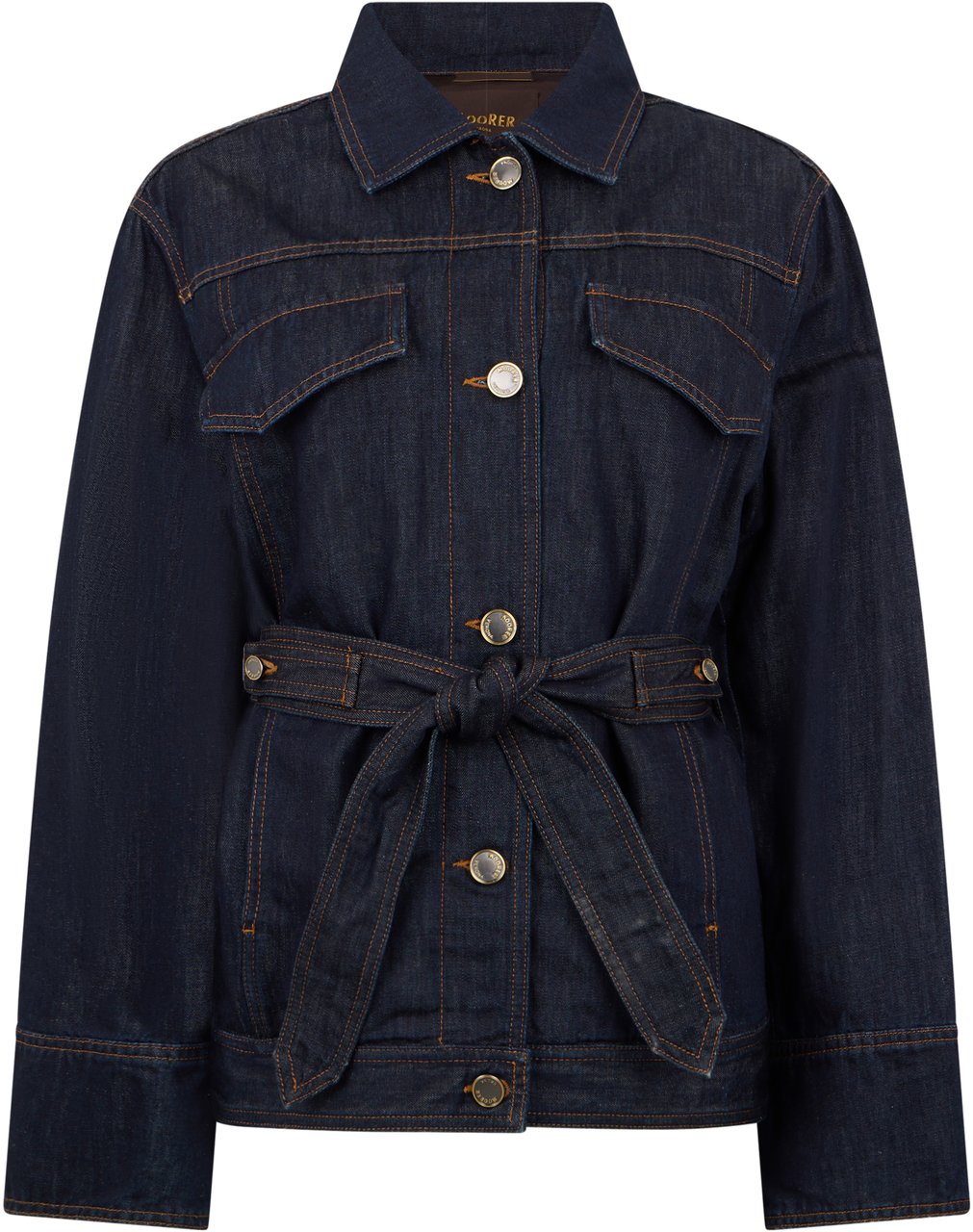 Moorer Dark blue denim jacket, casual and modern. Blauw