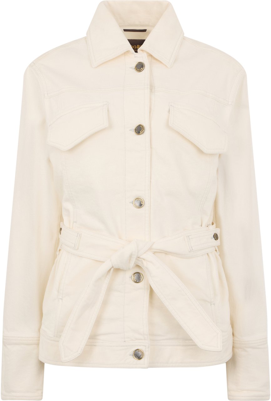 Moorer White denim jacket with a modern and versatile design. Wit