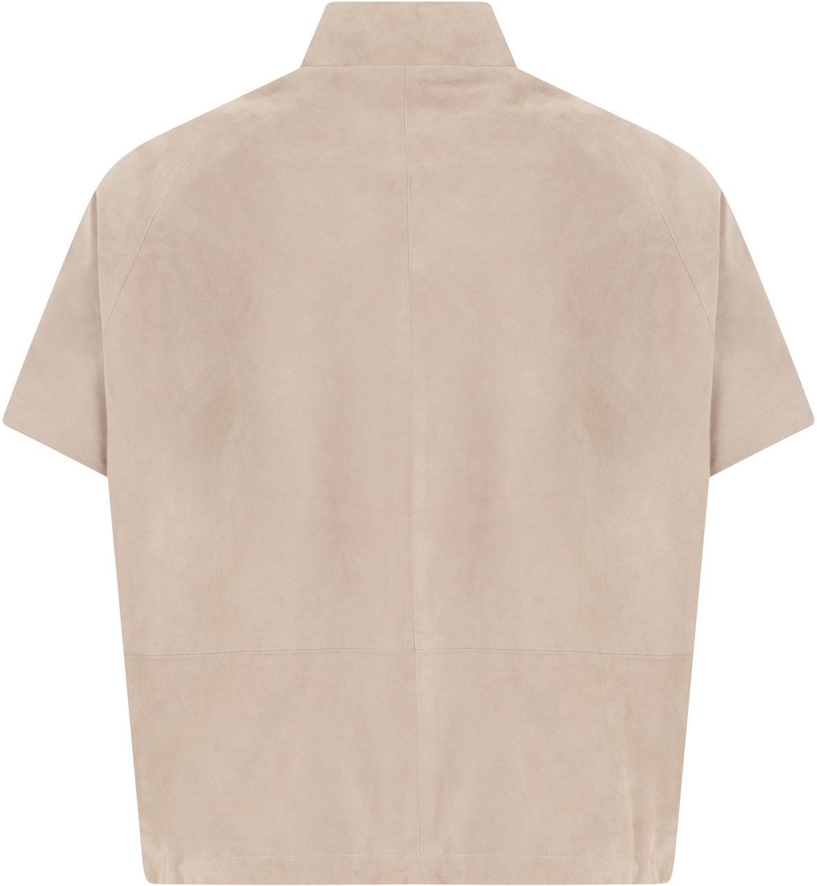 Moorer Beige leather jacket with short sleeves, versatile and minimal Grijs