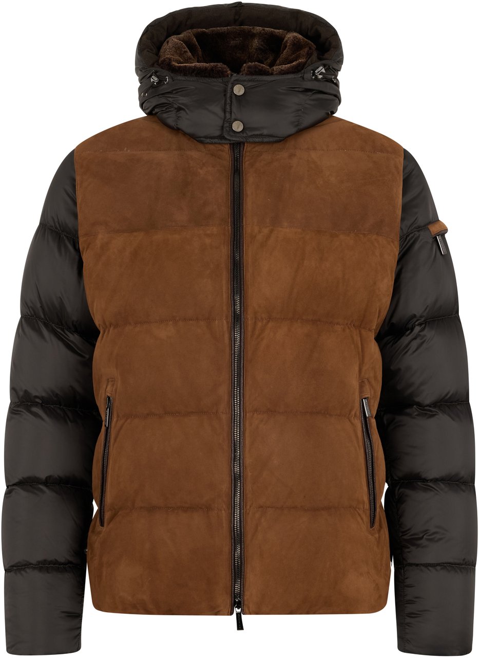 Moorer Padded jacket with hood, modern style Bruin