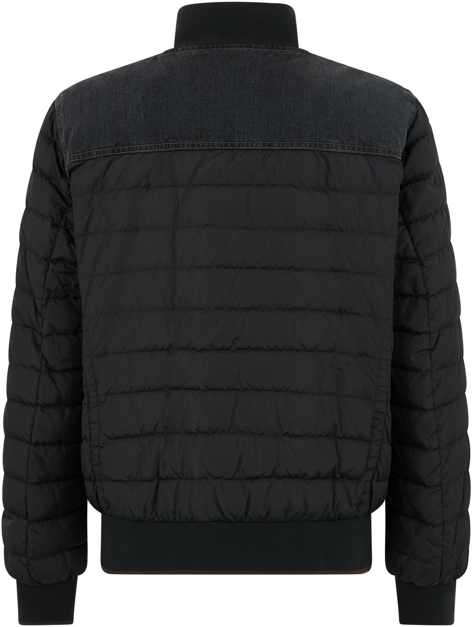 Moorer Black padded jacket with high collar Zwart