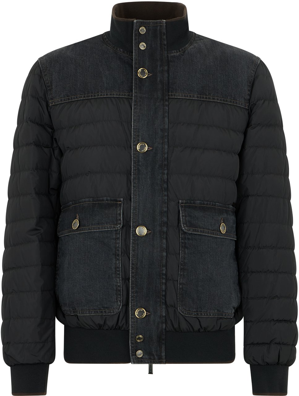 Moorer Black padded jacket with high collar Zwart