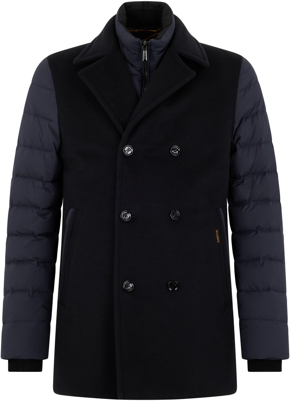 Moorer Elegant winter jacket with padded sleeves Blauw