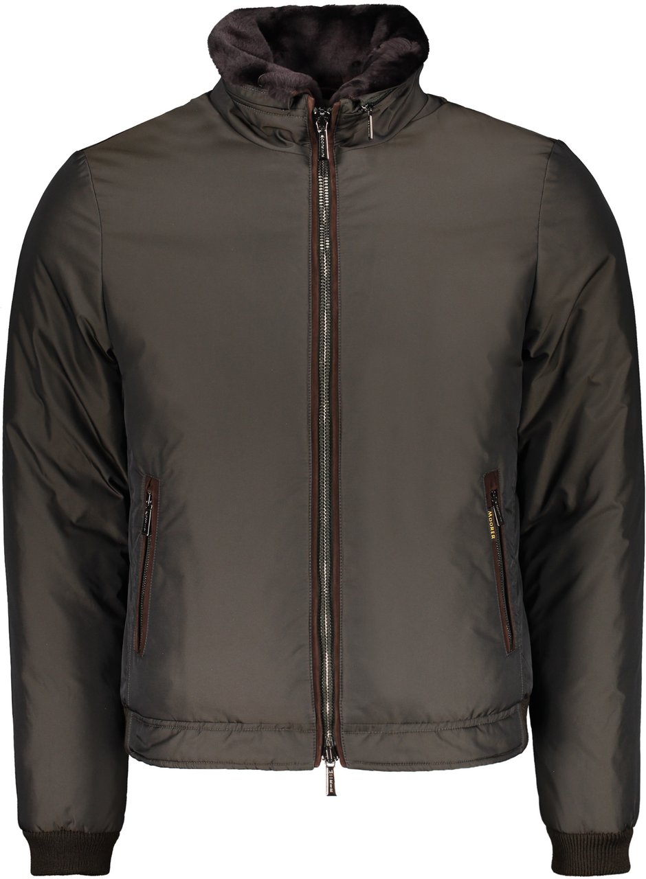 Moorer Lightweight modern jacket with zip and collar Groen