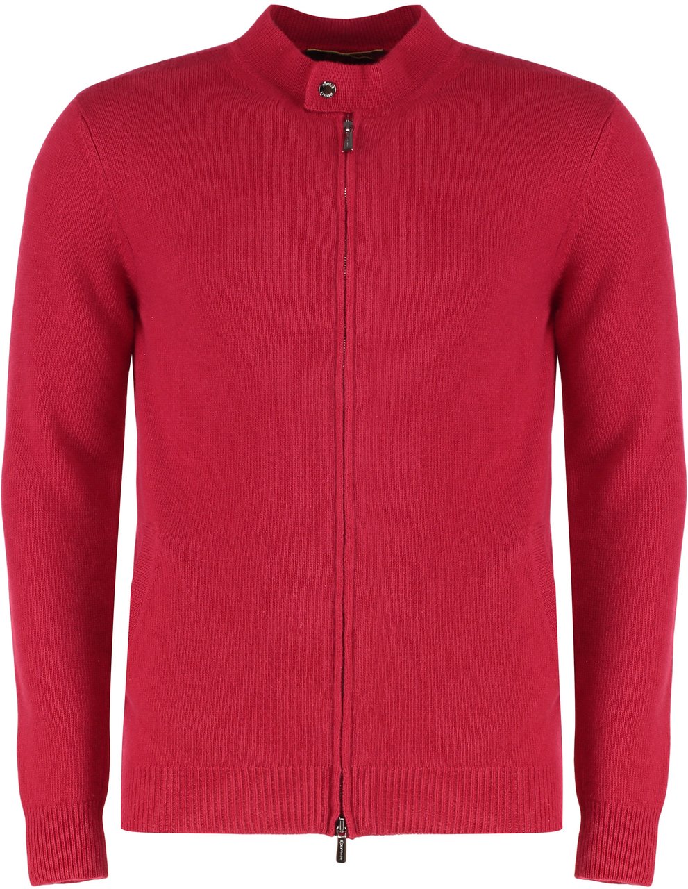 Moorer Jumper with zip in cotton Rood