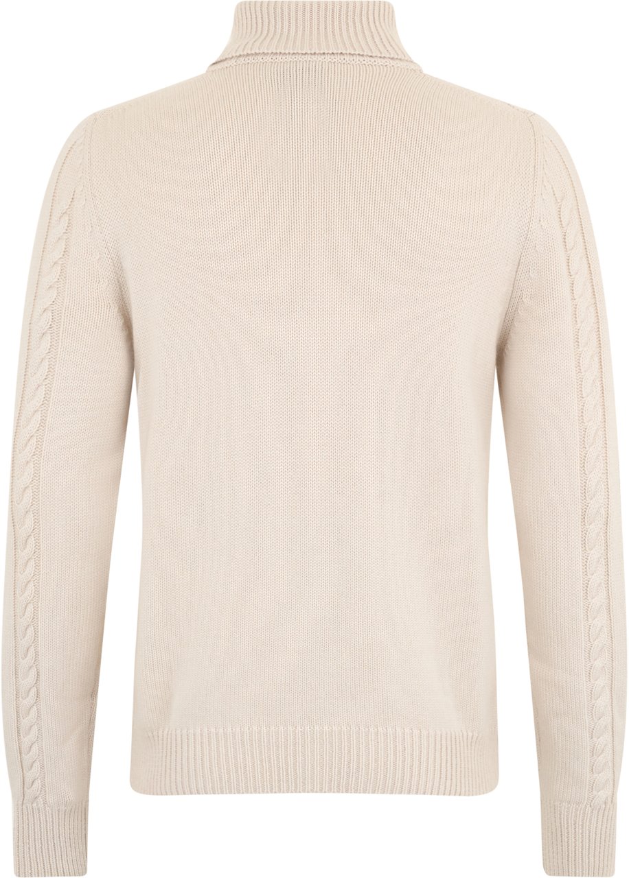 Moorer White cream sweater with high neck and minimal, versatile design. Neutraal