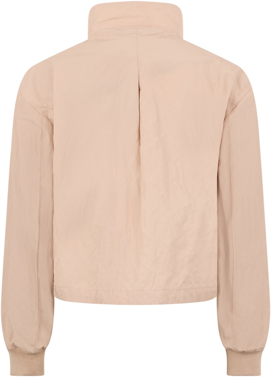 Moorer Short beige jacket with high collar and casual yet refined design. Neutraal