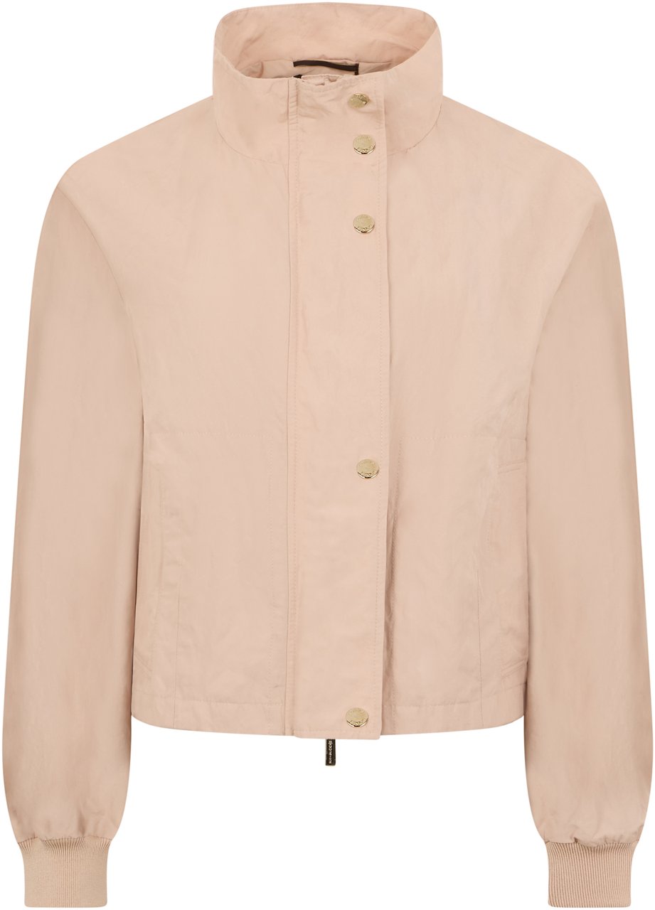 Moorer Short beige jacket with high collar and casual yet refined design. Neutraal