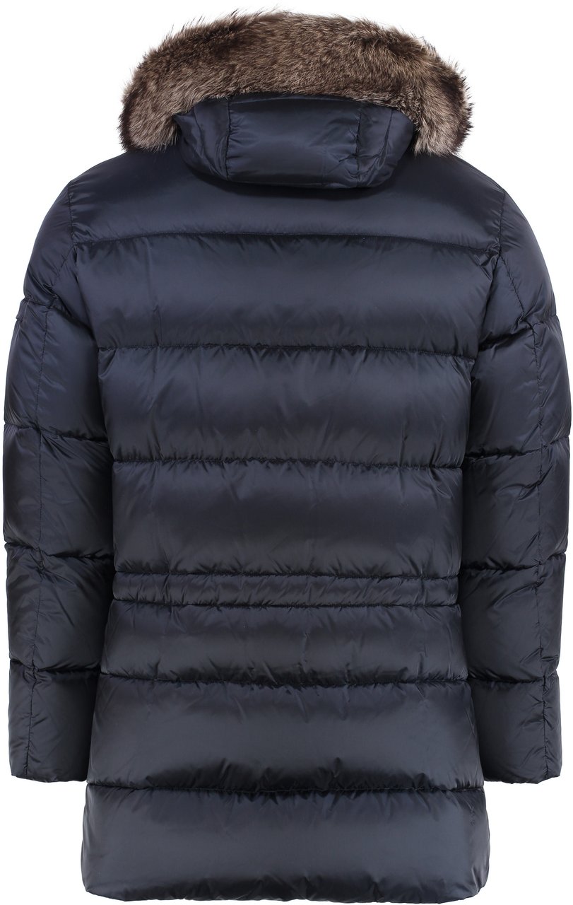 Moorer Fur trimmed hood down jacket Blauw