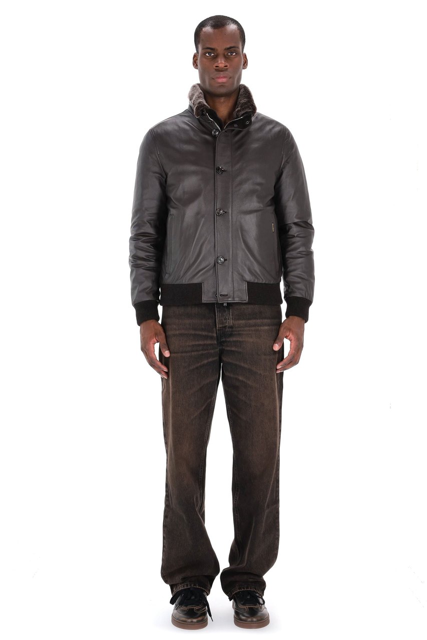 Moorer Cleros-P1 Goatskin Bomber Jacket Zwart