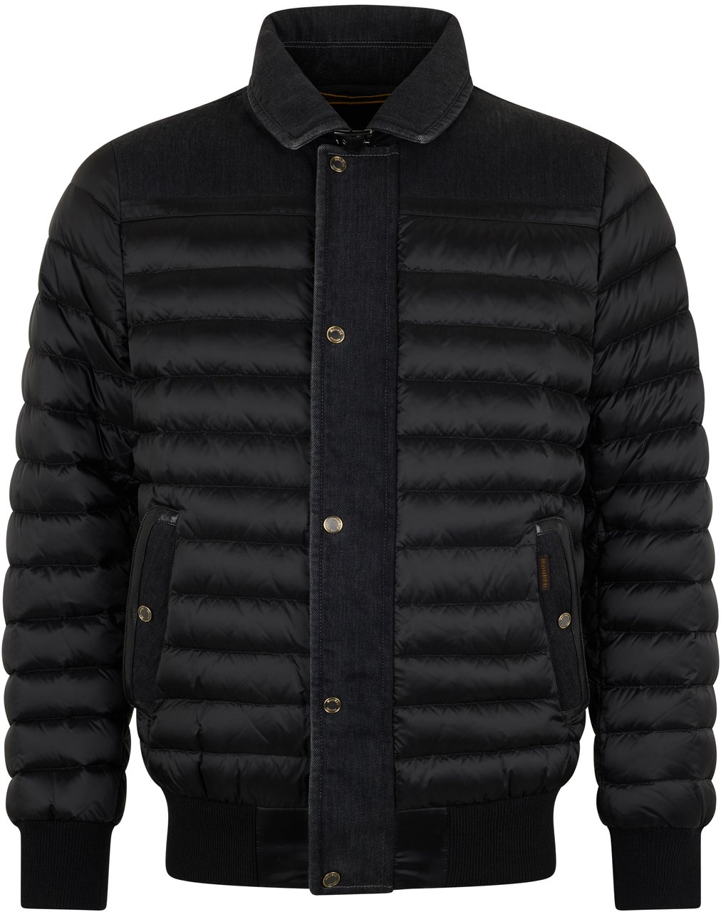 Moorer Padded jacket with denim details Zwart