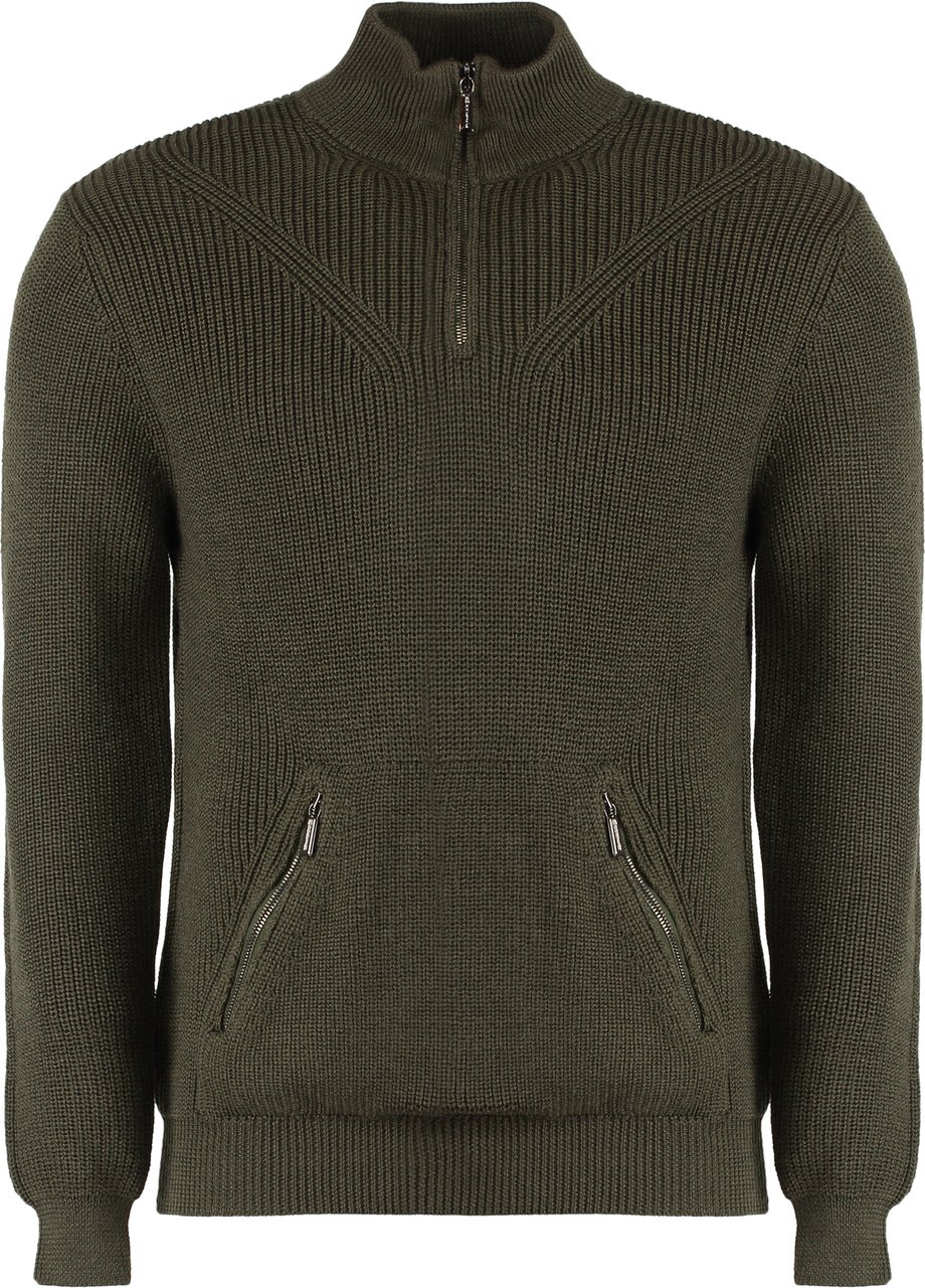 Moorer Cloud turtleneck wool pullover Groen