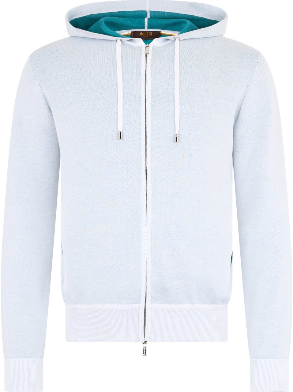 Moorer White hoodie with zipper in casual and elegant design. Wit