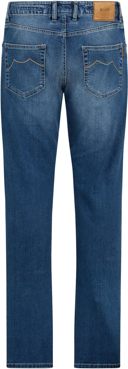 Moorer Dark Blue Classic Jeans with Elegant Fit Blauw