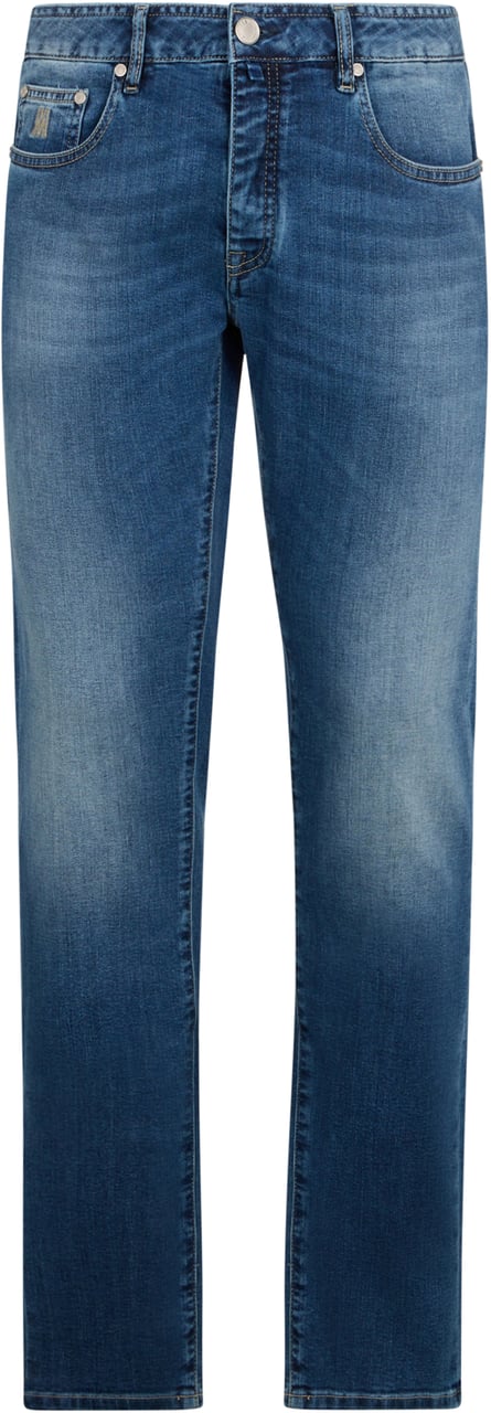 Moorer Dark Blue Classic Jeans with Elegant Fit Blauw
