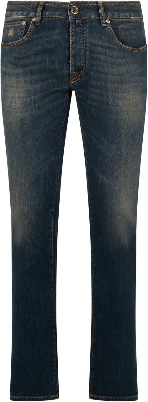 Moorer Slim Fit Dark Blue Vintage Jeans Man Blauw