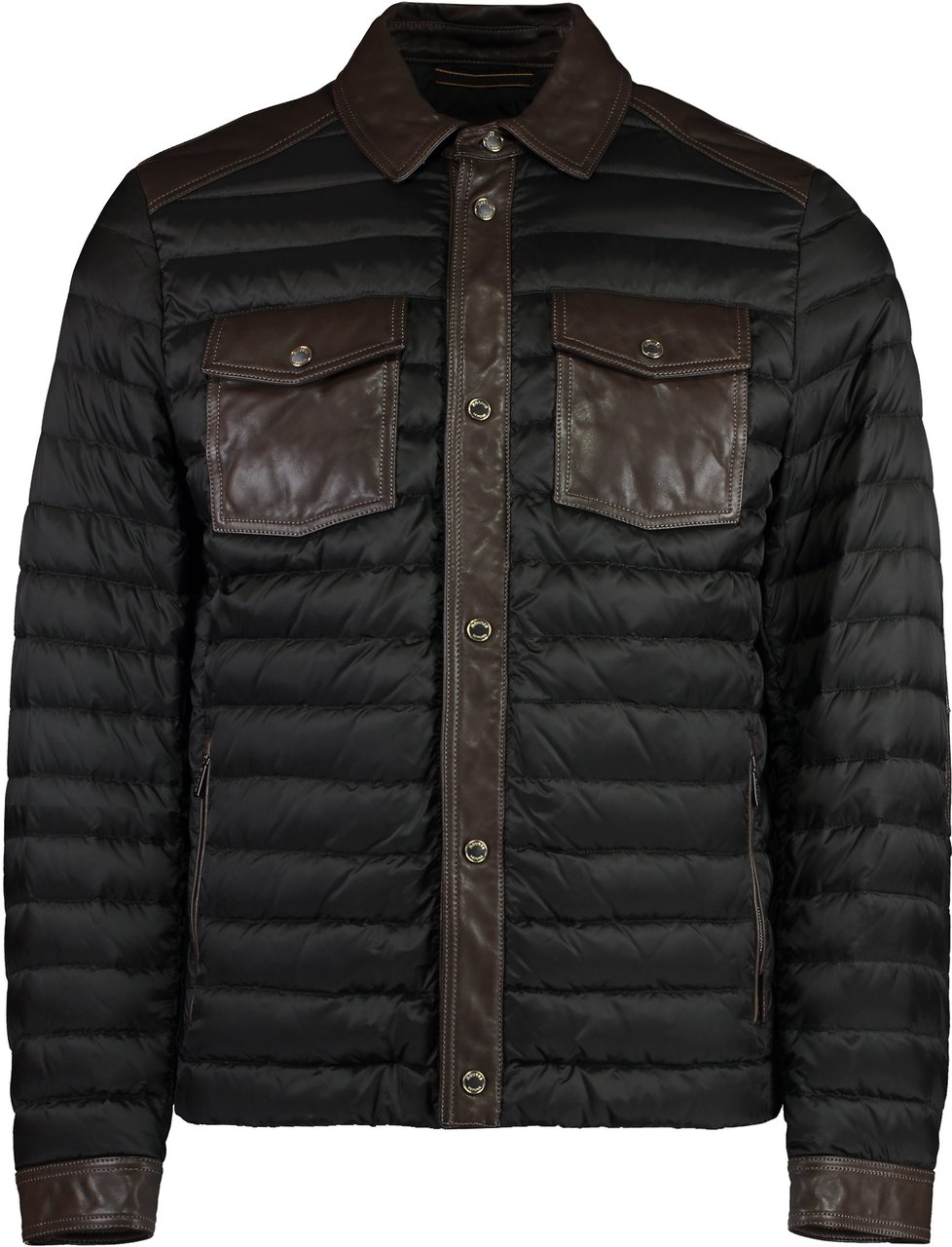Moorer Crespi leather inserts down jacket Bruin