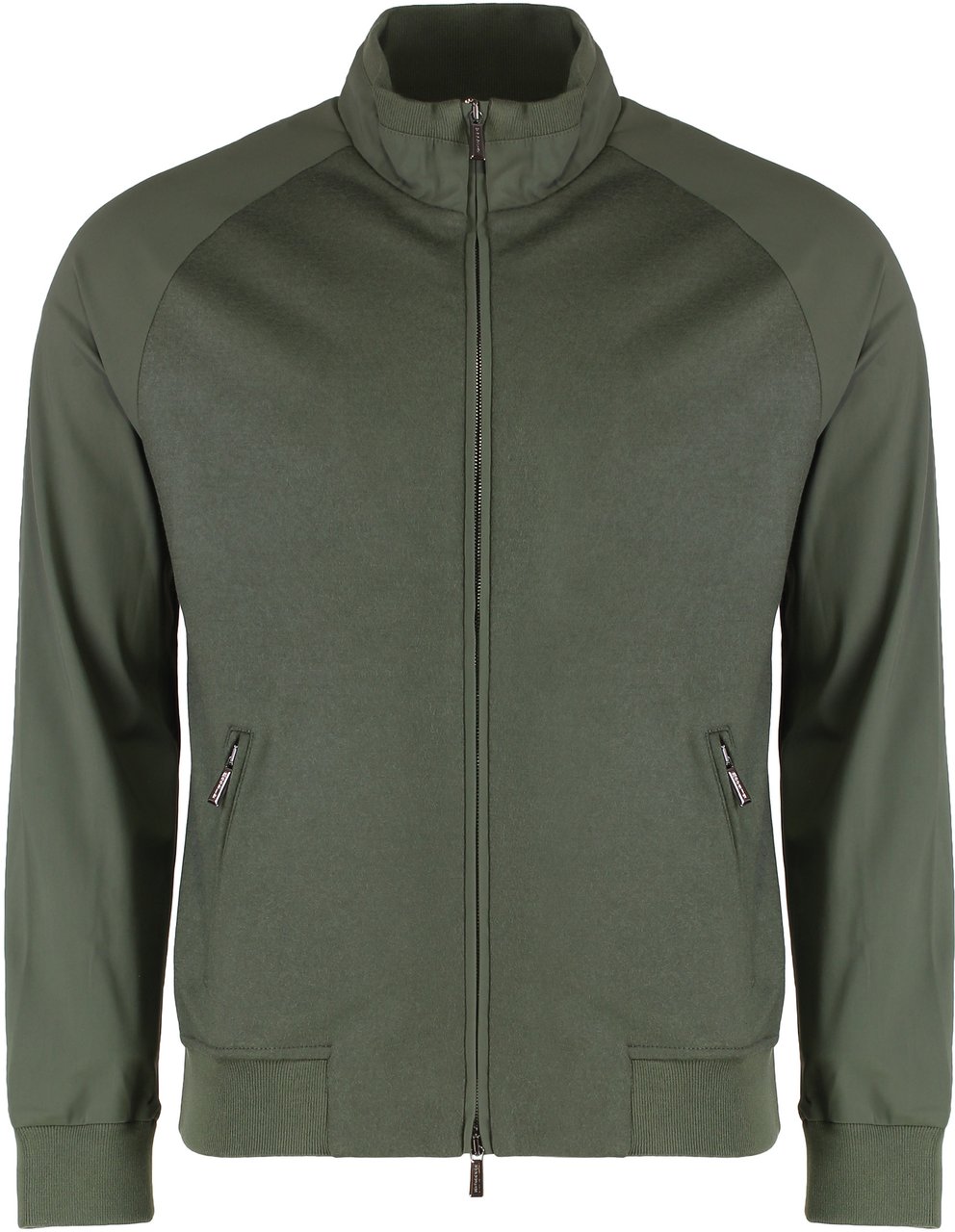 Moorer Sweatshirt with zip in virgin wool Groen