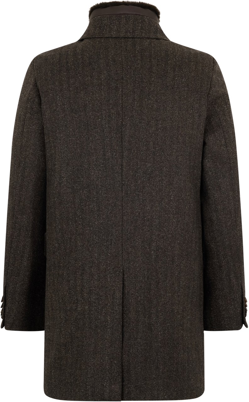 Moorer Elegant dark coat with slim fit Bruin