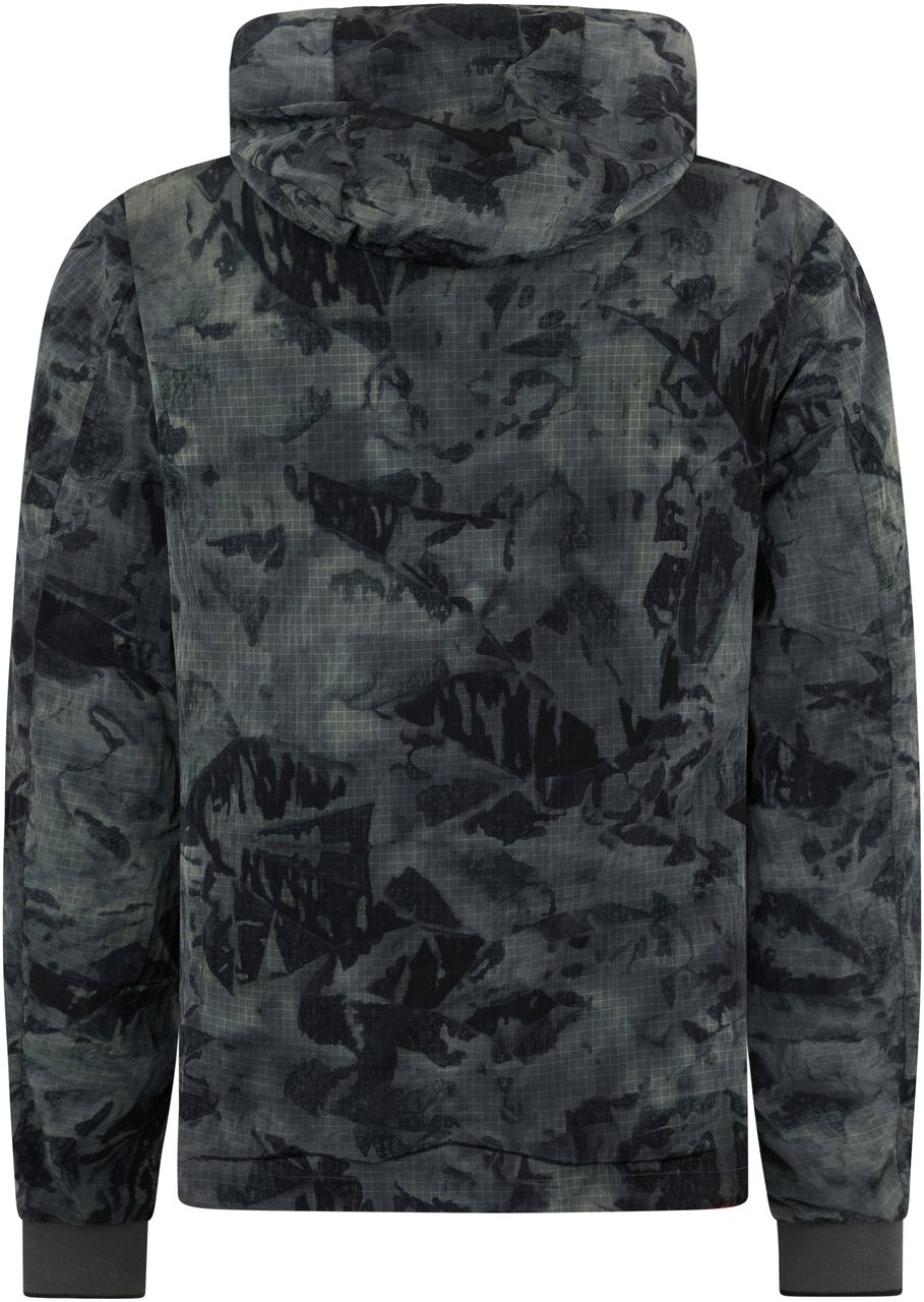 Moorer Lightweight waterproof jacket with gray camouflage hood Zwart