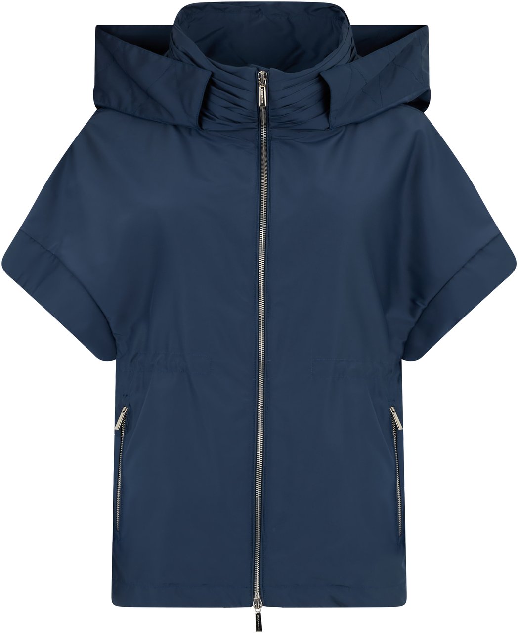 Moorer Light blue dark jacket with hood and short sleeves. Blauw