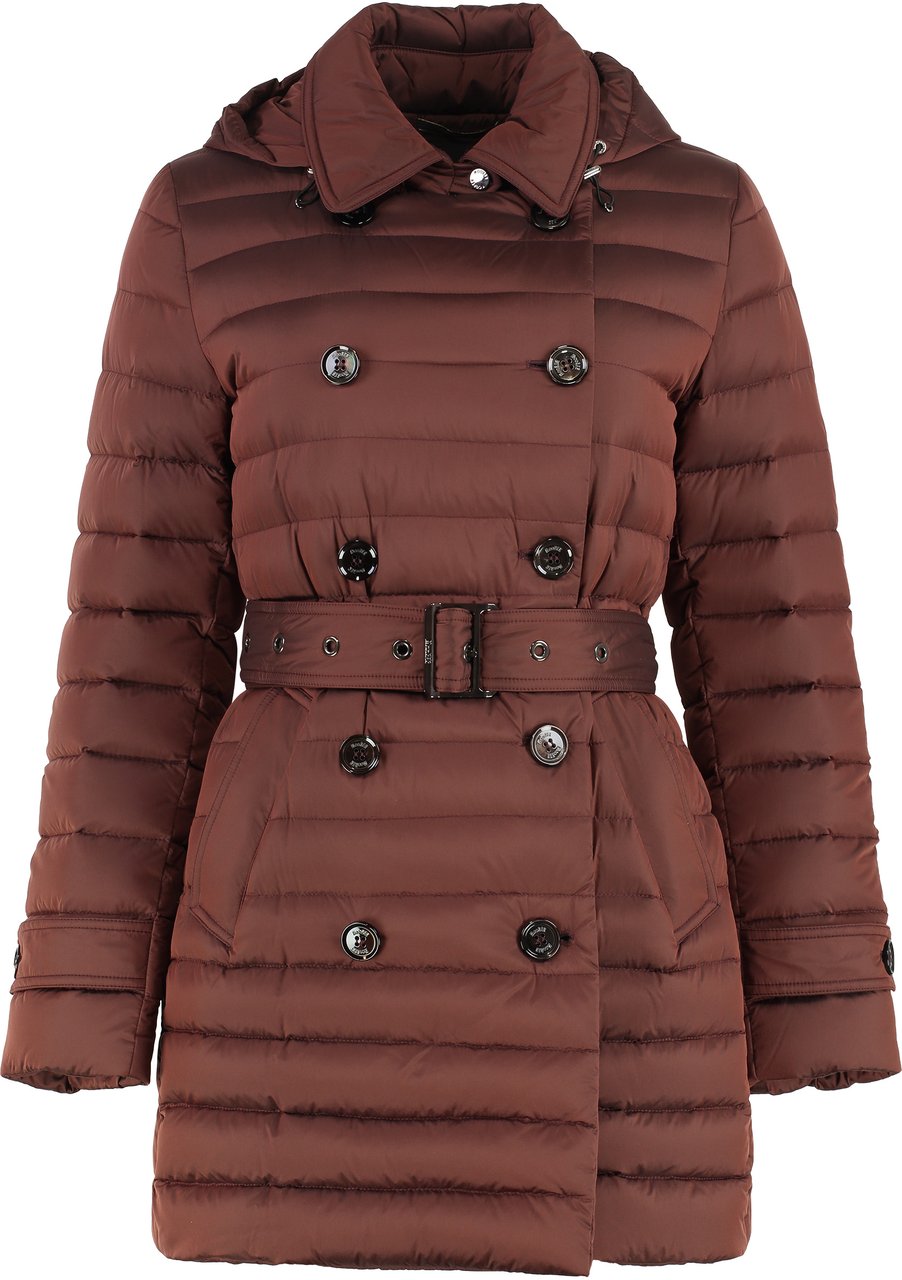 Moorer Danuja Hooded nylon down jacket Rood