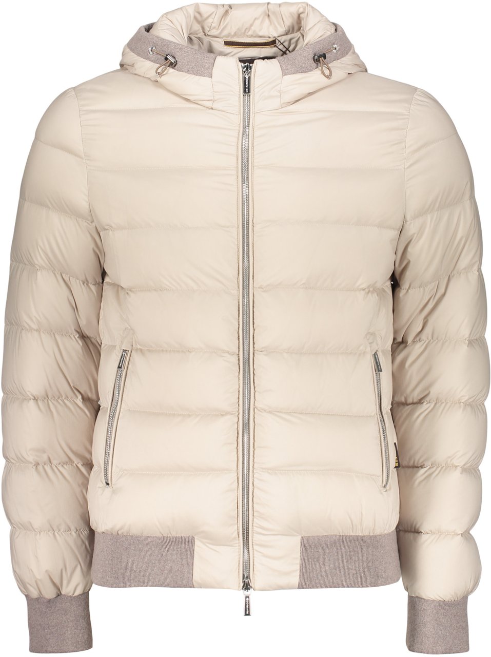 Moorer Beige padded bomber jacket with an elegant hood Beige
