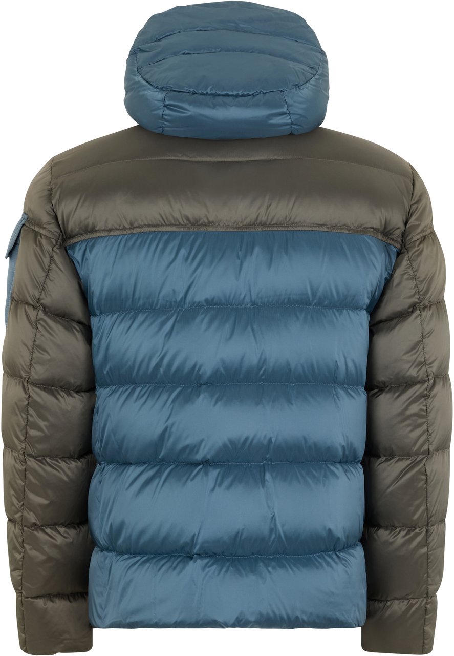 Moorer Green and blue padded jacket with hood Blauw