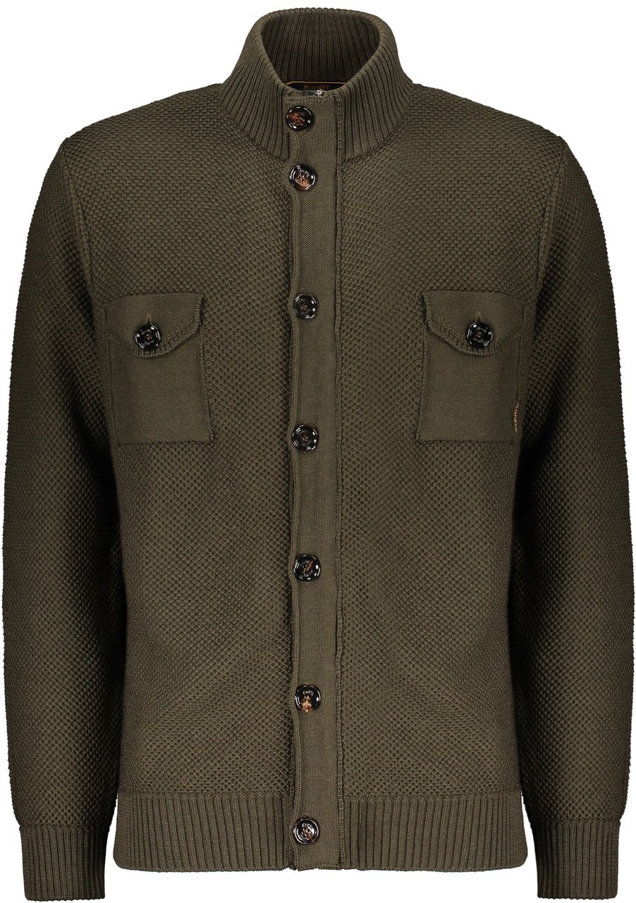 Moorer Long sleeve cardigan with pockets Groen