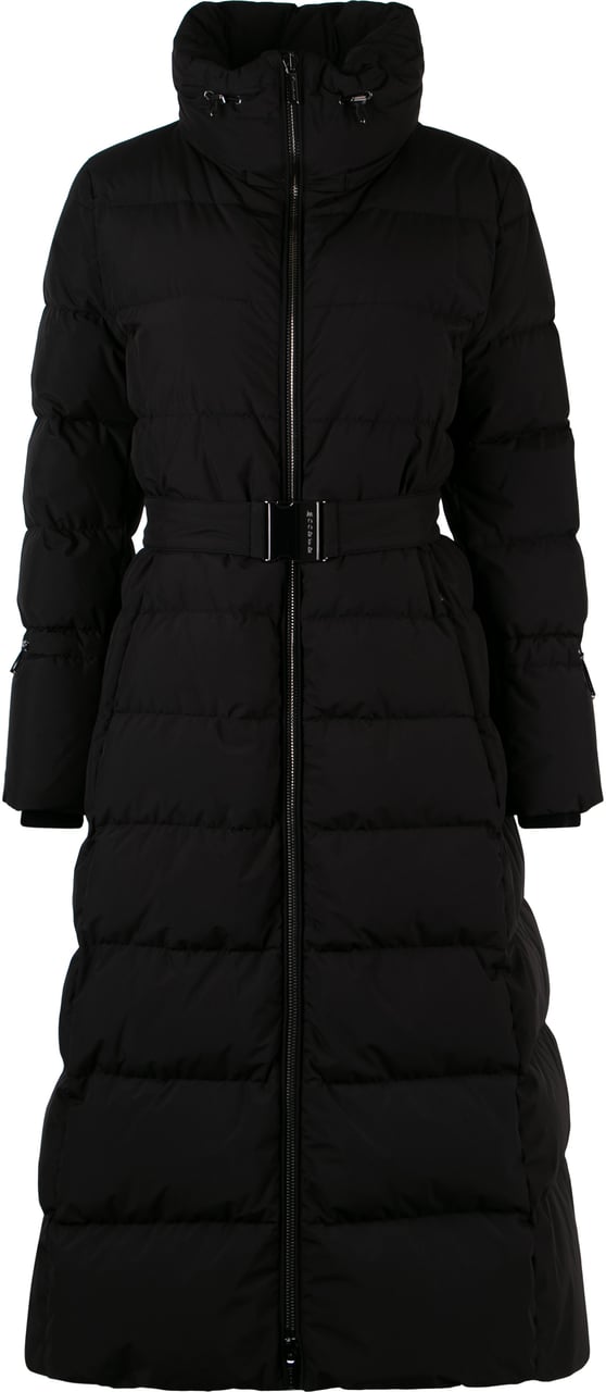 Moorer Dorianne belted long down jacket Zwart
