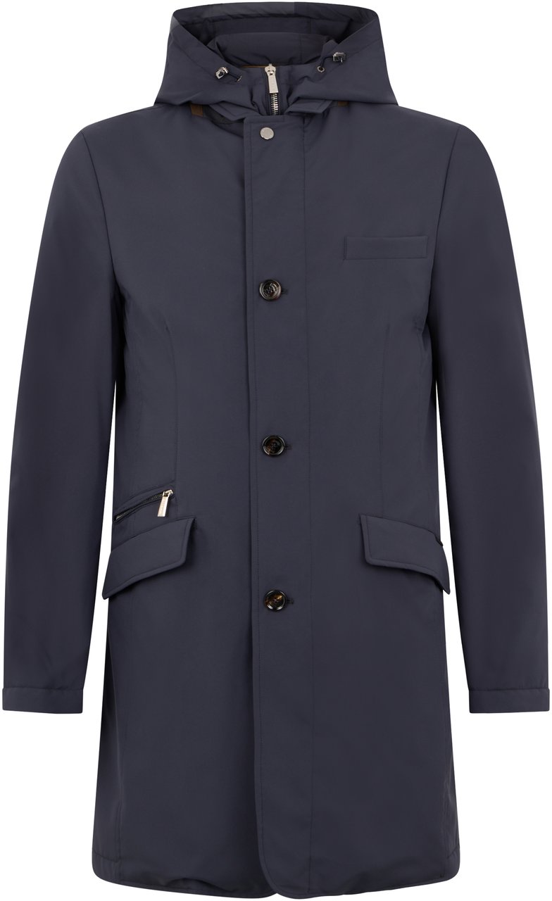 Moorer Elegant jacket with hood, perfect for any occasion Navy