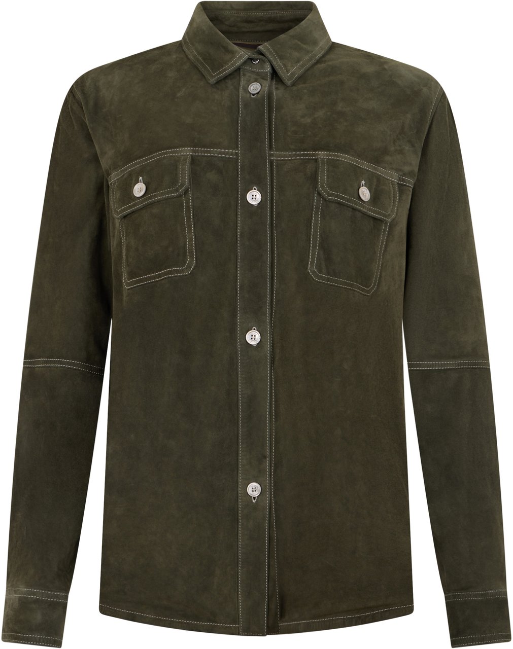 Moorer Versatile and comfortable green khaki leather jacket Groen