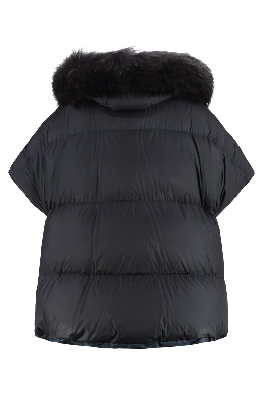 Moorer Elgine fur trimmed hood down jacket Zwart