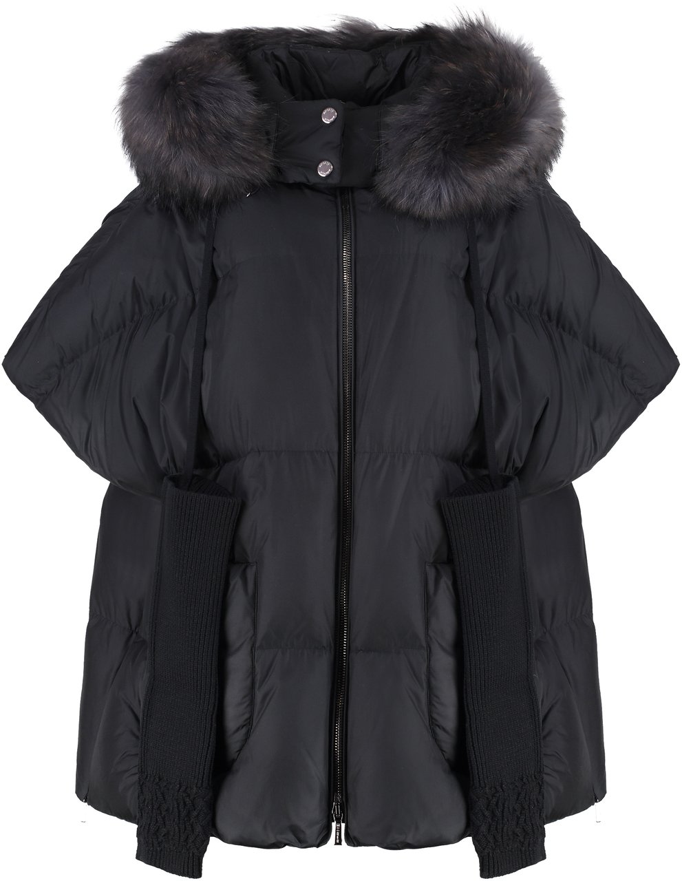 Moorer Elgine fur trimmed hood down jacket Zwart