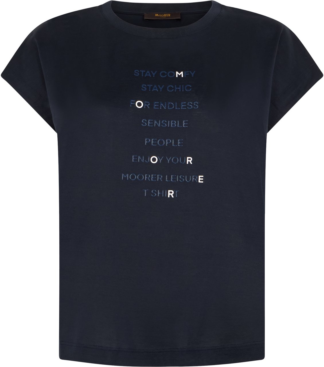 Moorer Dark blue minimalist cotton versatile T-shirt. Blauw