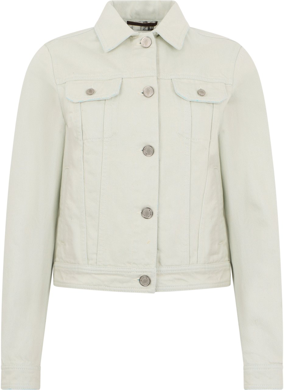 Moorer White cropped denim jacket, minimal and versatile. Blauw