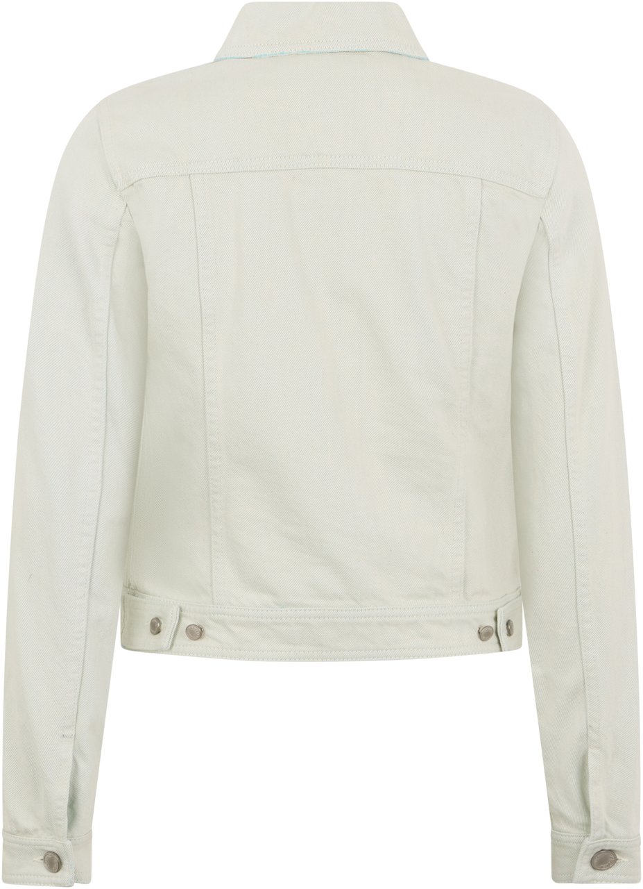Moorer White cropped denim jacket, minimal and versatile. Blauw