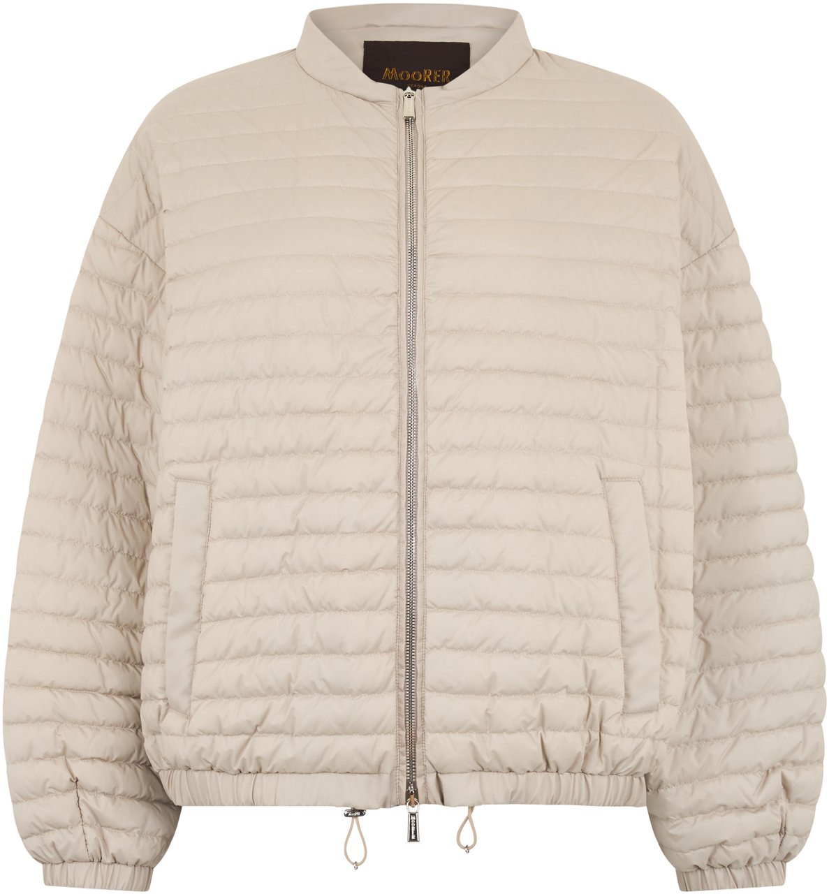 Moorer Winter jacket in sand color with oversized cut and zip closure. Neutraal