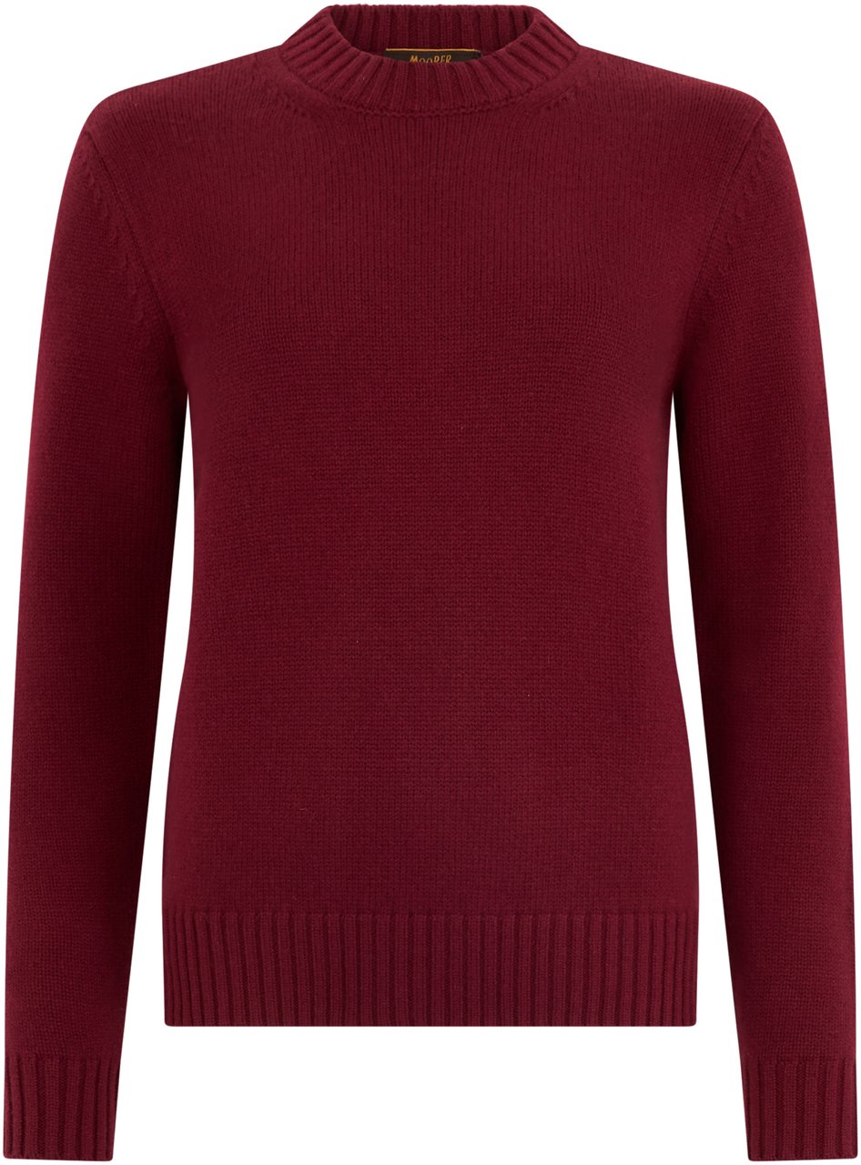 Moorer Burgundy sweater with classic and minimal design. Rood
