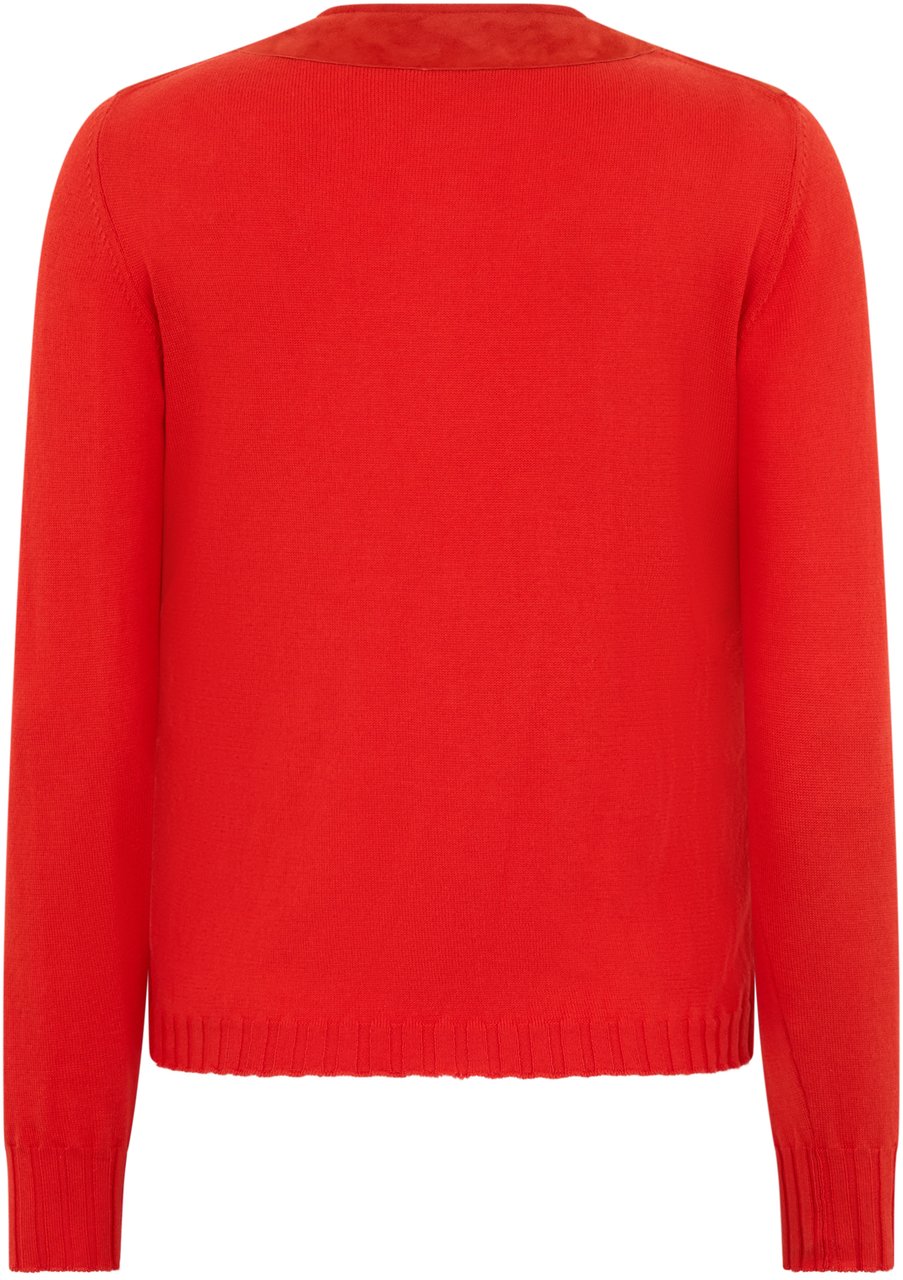 Moorer Elegant red jacket with zip and side pockets. Rood