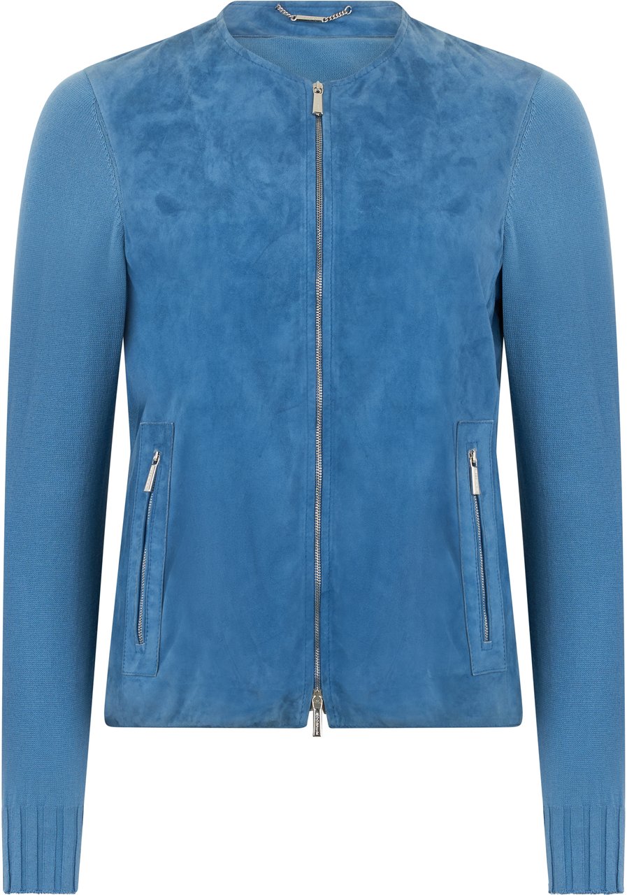 Moorer Classic modern blue denim jacket for men Blauw
