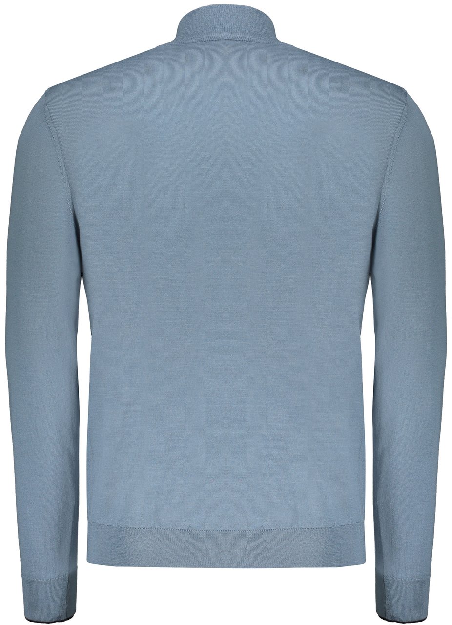 Moorer Sweater with zip Cyaan